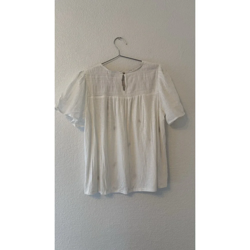 Floral Embroidered White Blouse Lightweight Size Small - Picture 4 of 10
